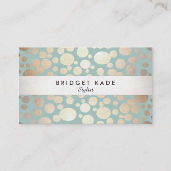 Fashion and Beauty Gold Turquoise Circle Pattern Business Card