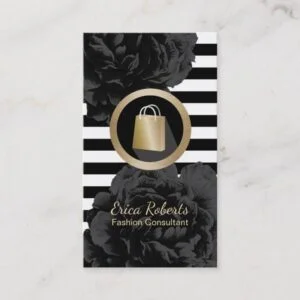 Fashion Consultant Shopper Modern Stripes Floral Business Card