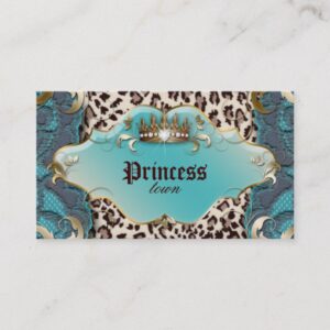 Fashion Jewelry Business Card Leopard Lace Teal