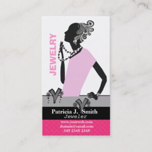 Fashion Jewelry Model Figure Pink Lady Business Card