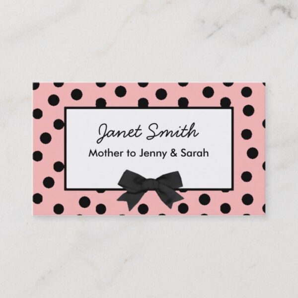 Fashionable Pink and Black Polka Dot Mommy Card