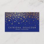 Faux Gold Foil Confetti Business Card | Blue