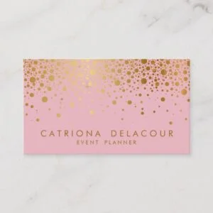 Faux Gold Foil Confetti Business Card | Pink