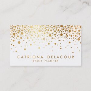 Faux Gold Foil Confetti Business Card | White