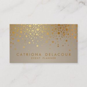 Faux Gold Foil Confetti Dots Modern Business Card