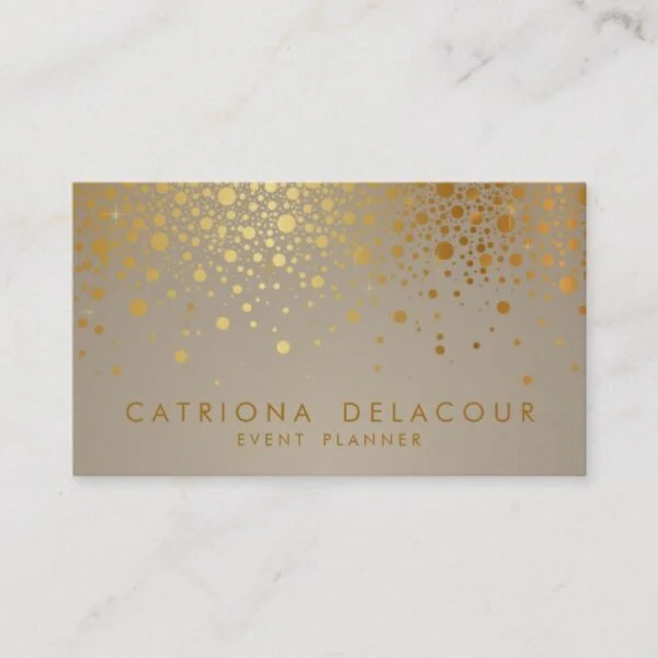 Faux Gold Foil Confetti Dots Modern Business Card