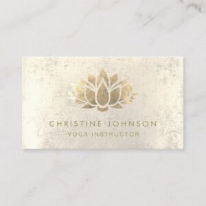 faux gold foil lotus flower business card