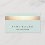 Faux Gold Foil Stripe Modern Stylish Turquoise Business Card