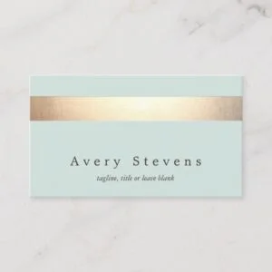 Faux Gold Foil Stripe Modern Stylish Turquoise Business Card