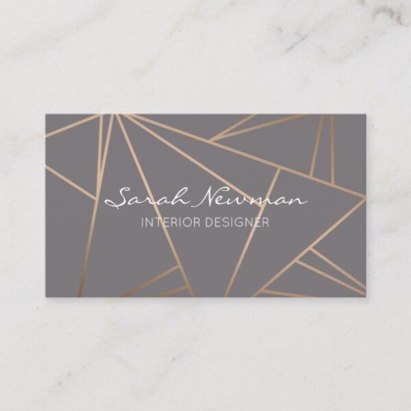 Faux rose gold elegant modern minimalist geometric business card