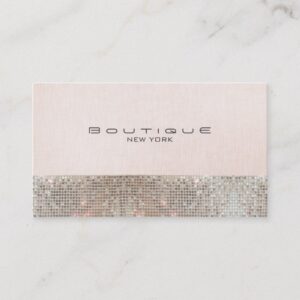Faux Sequins and Linen Cute Pink Chic Boutique Business Card