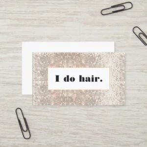 Faux Silver Sequins Bold Hair Stylist Salon Business Card