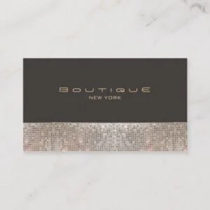 FAUX Sparkling Sequins and Suede Fashion Boutique Business Card