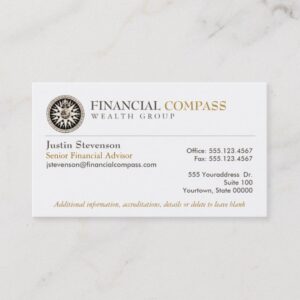 Financial Advisor Analyst Finance Compass Business Card