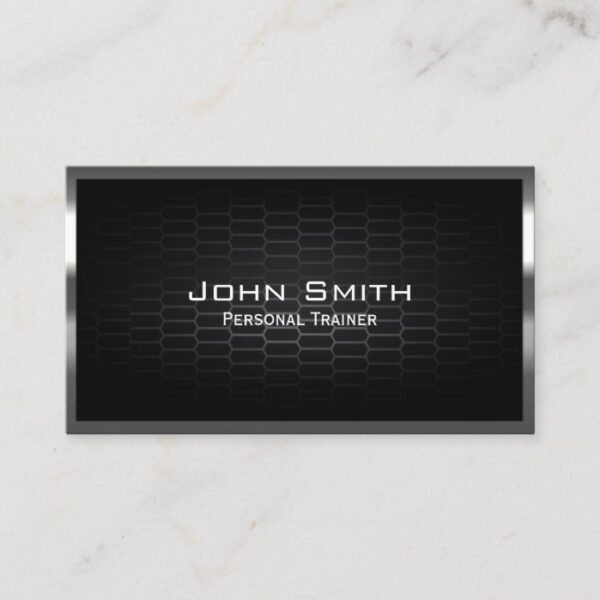 Fitness Personal Trainer Modern Metal Business Card