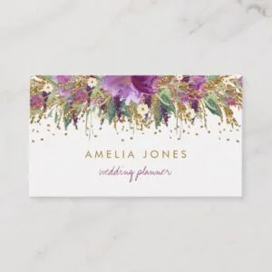 Floral Glitter Sparkling Amethyst Business Card