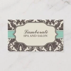 Floral Pattern Damask Elegant Classy Modern Retro Business Card