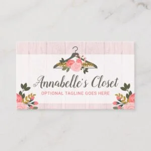 Floral Rose Clothes Hanger Closet Fashion Boutique Business Card