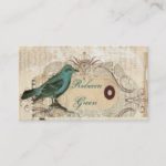 french country botanical bird paris fashion business card