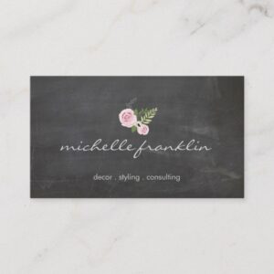 FRENCH FLORAL BOUQUET on CHALKBOARD Business Card