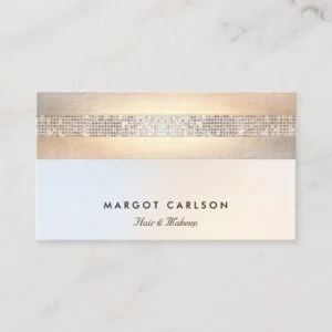 Fun  Modern Silver Sequin Gold Beauty Salon Business Card