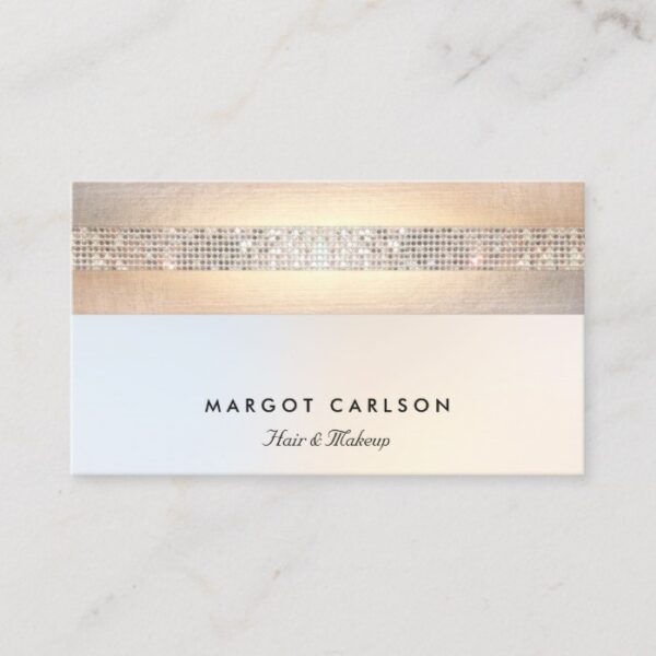 Fun  Modern Silver Sequin Gold Beauty Salon Business Card
