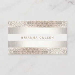 Fun Modern Stripes, Silver Sequin Business Card