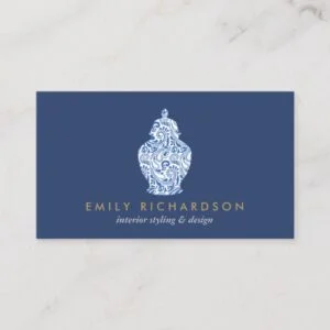Ginger Jar Pottery Logo Designer Blue/White Business Card