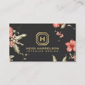 Glam Box Logo Monogram Vintage Floral Designer Business Card