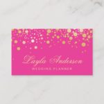 Glam Gold Dots Decor – Trendy Girly Hot Pink Business Card