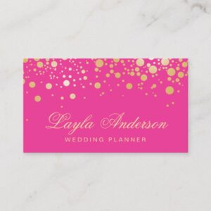 Glam Gold Dots Decor - Trendy Girly Hot Pink Business Card