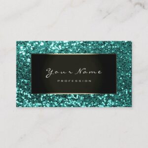 Glitter Stylist Fashion Blogger Aqua Black Mint Business Card