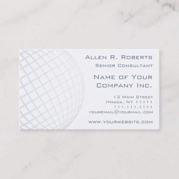 Global Business Consultant Blue Gray Globe Business Card