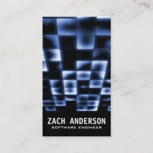 Glowing Square Mosaic - Blue Business Card