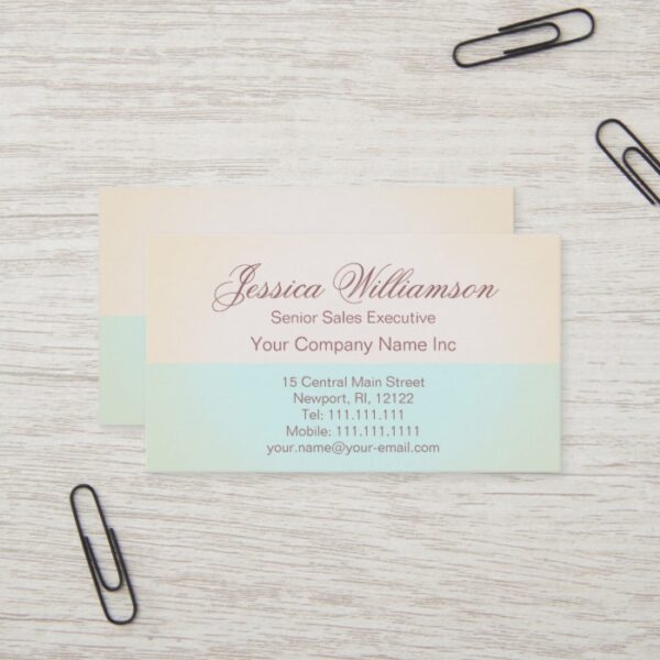 Gold and Aqua Elegant Contemporary Lady's Chic Business Card