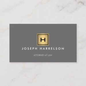 GOLD BOX LOGO with YOUR INITIAL/MONOGRAM on Gray Business Card