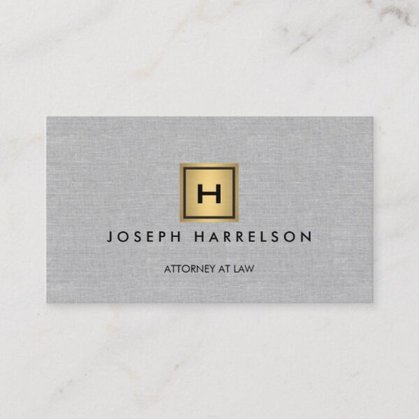 GOLD BOX LOGO with YOUR INITIAL/MONOGRAM on Linen Business Card