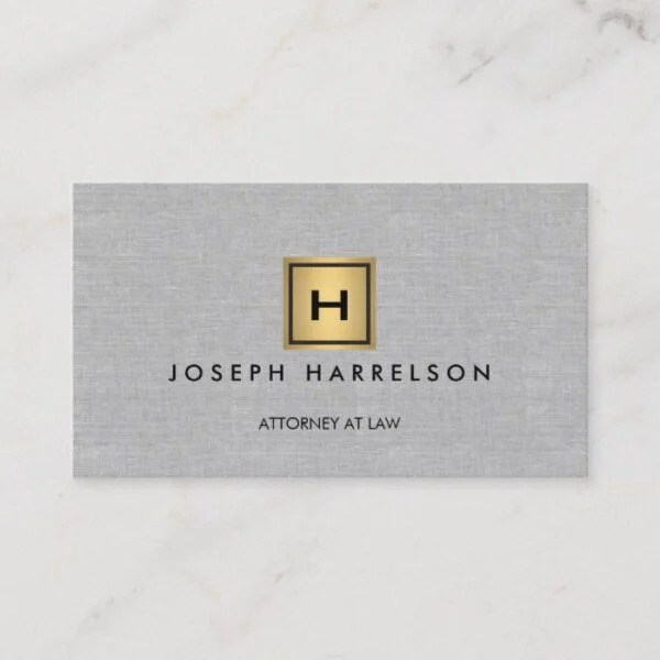 GOLD BOX LOGO with YOUR INITIAL/MONOGRAM on Linen Business Card
