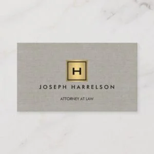 GOLD BOX LOGO with YOUR INITIAL/MONOGRAM Tan Linen Business Card