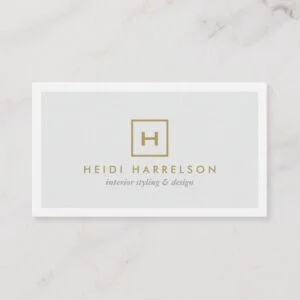GOLD BOX LOGO with YOUR INITIAL on LIGHT GRAY Business Card