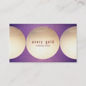 Gold Circle Purple Wood  Modern Beauty Salon Business Card