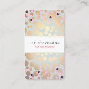 Gold Circles & Colorful Confetti Beauty Salon Fun Business Card