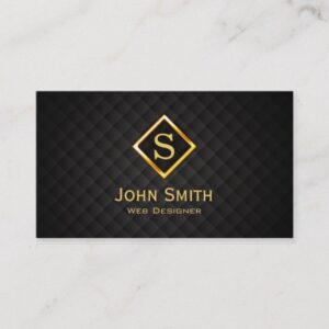 Gold Diamond Monogram Web Design Business Card