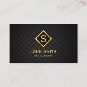 Gold Diamond Monogram Web Design Business Card