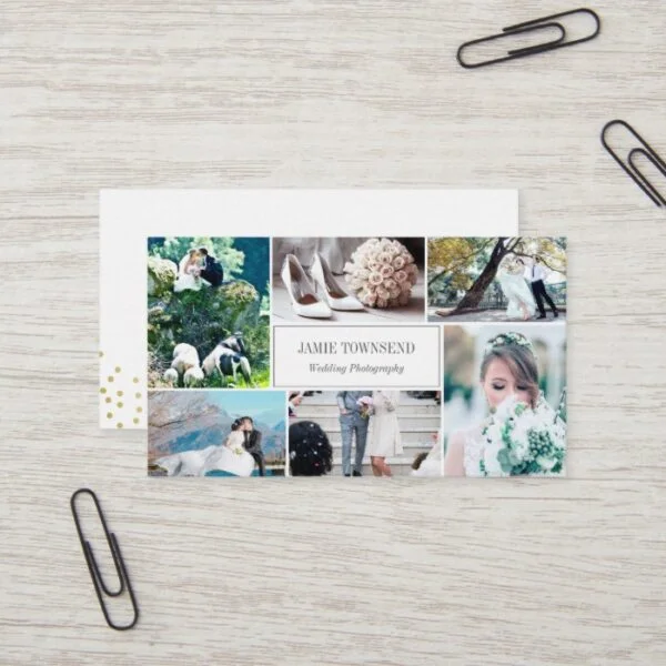 Gold Dots Photo Collage Professional Photographer Business Card