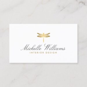 Gold Dragonfly Logo for Interior Designer Business Card