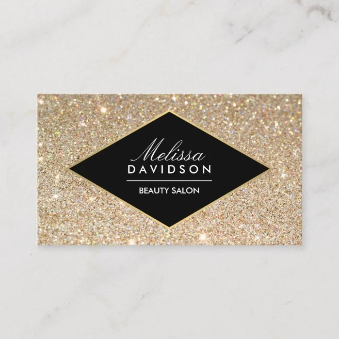 Gold Glitter and Glamour Beauty Business Card