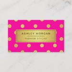 Gold Glitter Polka Dots – Stylish Beauty Pink Business Card