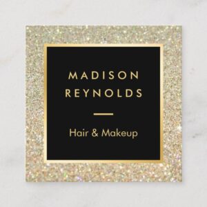 Gold Glitter Sparkles Modern Fashionable Square Business Card