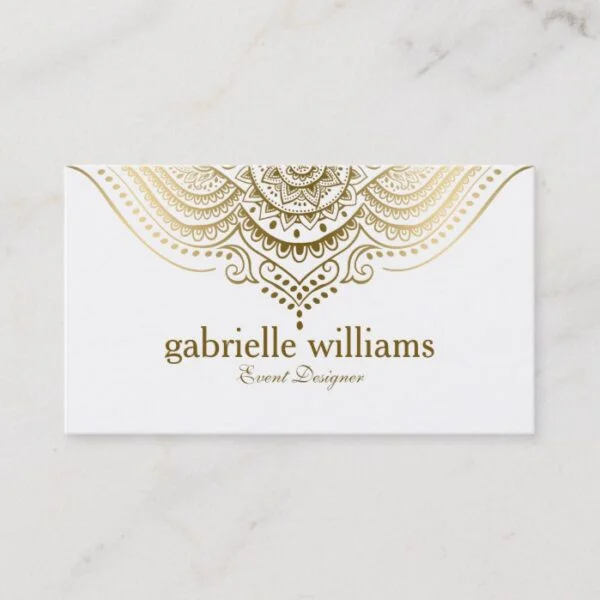 Gold Lace Paisley Mandala Business Card